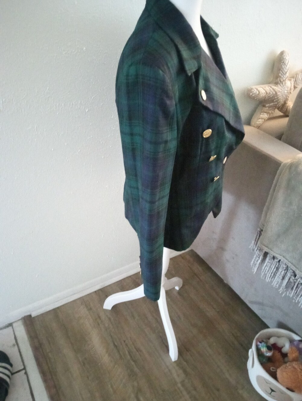 RAFAELLA 100% Wool Black Watch Tartan Plaid Vintage Blazer - Jacket | 6 - Picture 4 of 9